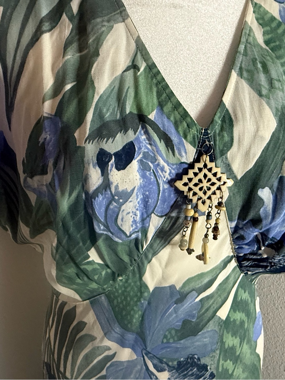 VTG 90s Carole Little German Rayon Floral Maxi Dress - Picture 7 of 10